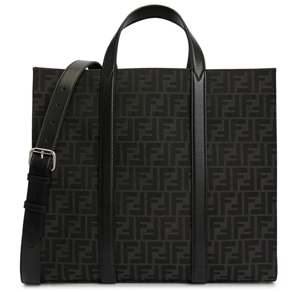 FENDI FF Jacquard Shopper Tote Shoulder Bag Brown